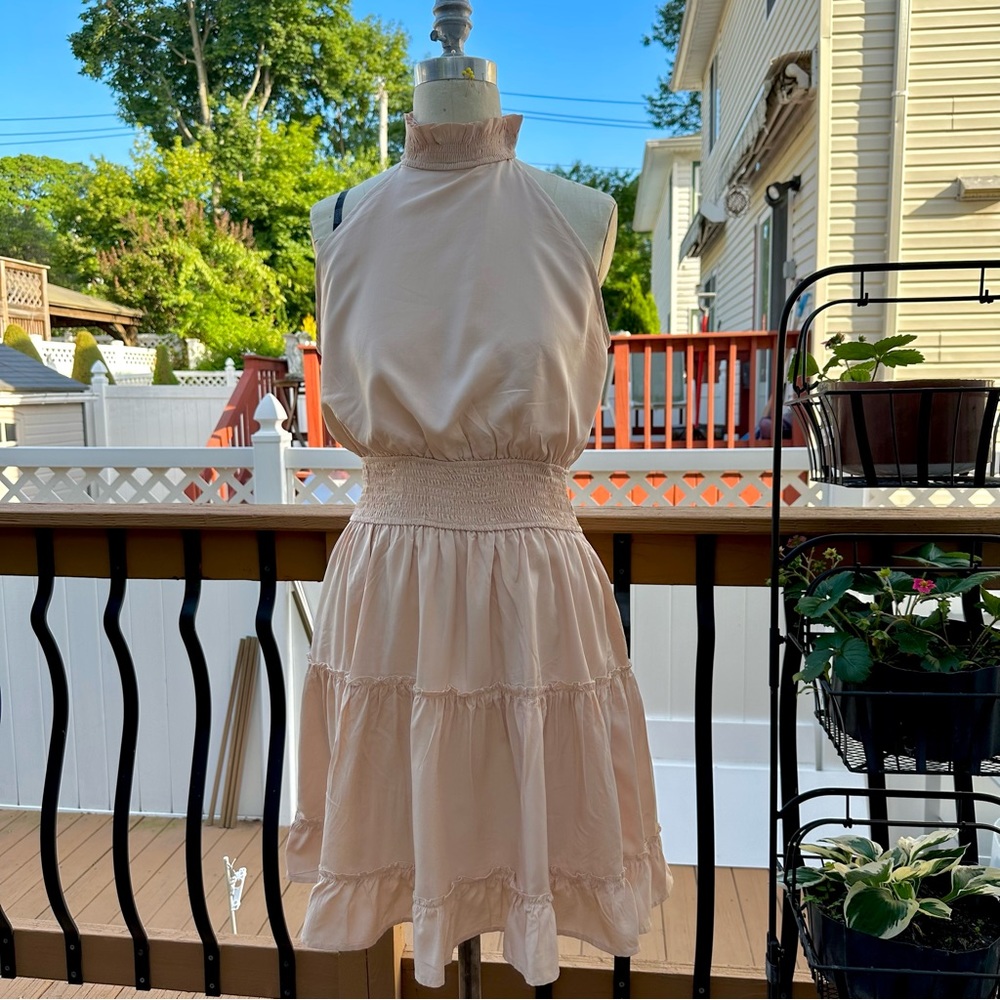 Champagne High Neck Mini Dress